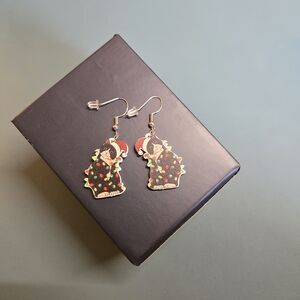 Christmas Tangled Lights Cat Earrings